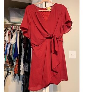 Red/Maroon flowy short sleeve dress